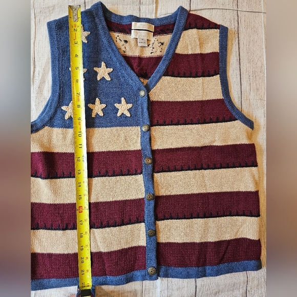 Christopher & Banks Size Medium Vintage Hand Embroidered Patriotic Sweater Vest - Picture 8 of 9